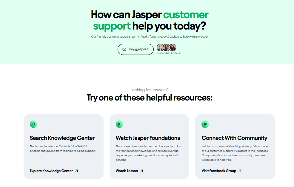 Jasper-AI-offre-des-options-pour-se-connecter-avec-son-support-client-instantanément