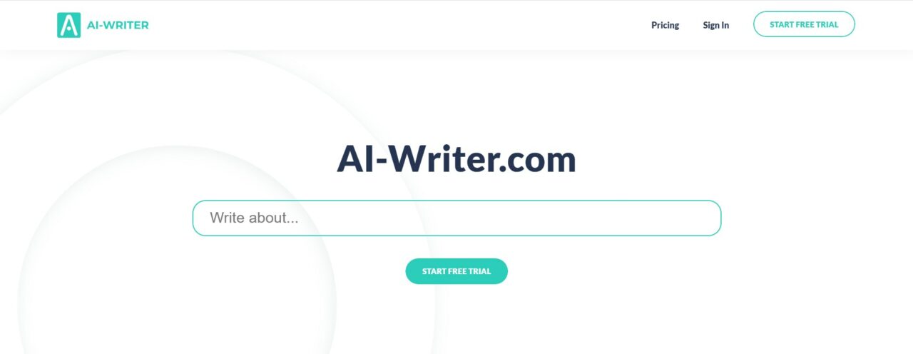  page d'accueil d'AI Writer 