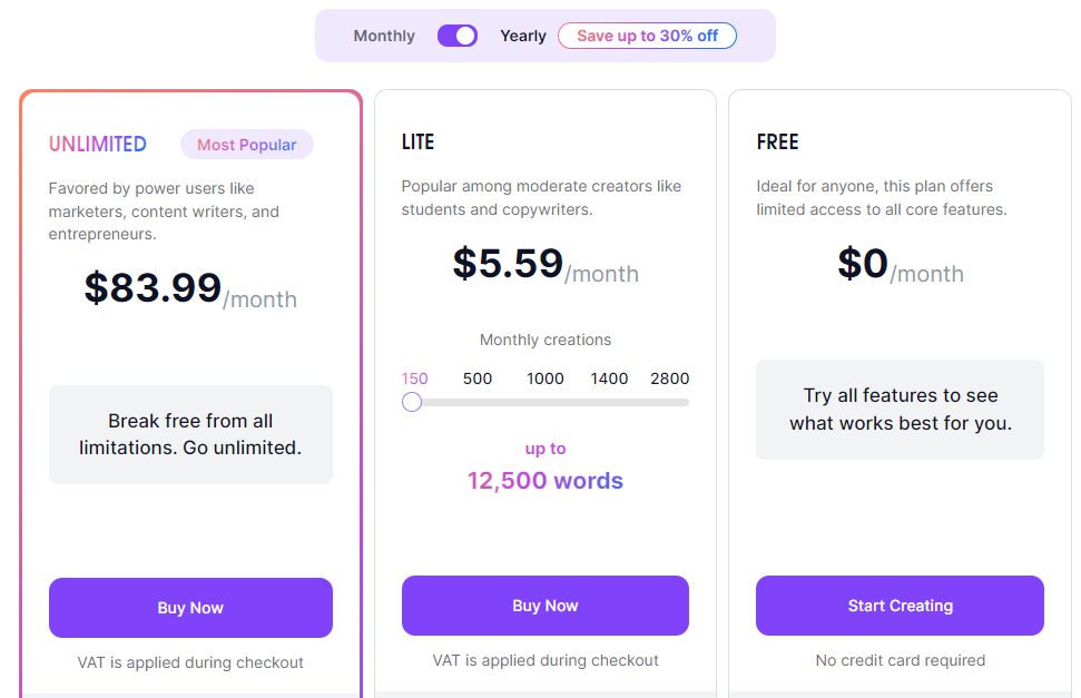 textcortex-pricing-Yearly