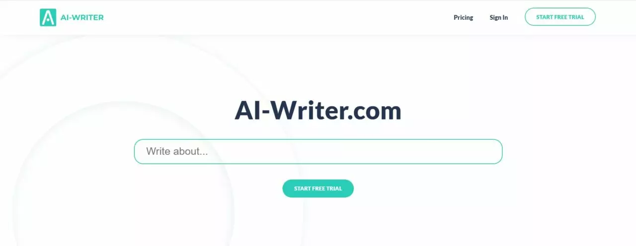  Página inicial do AI-Writer 