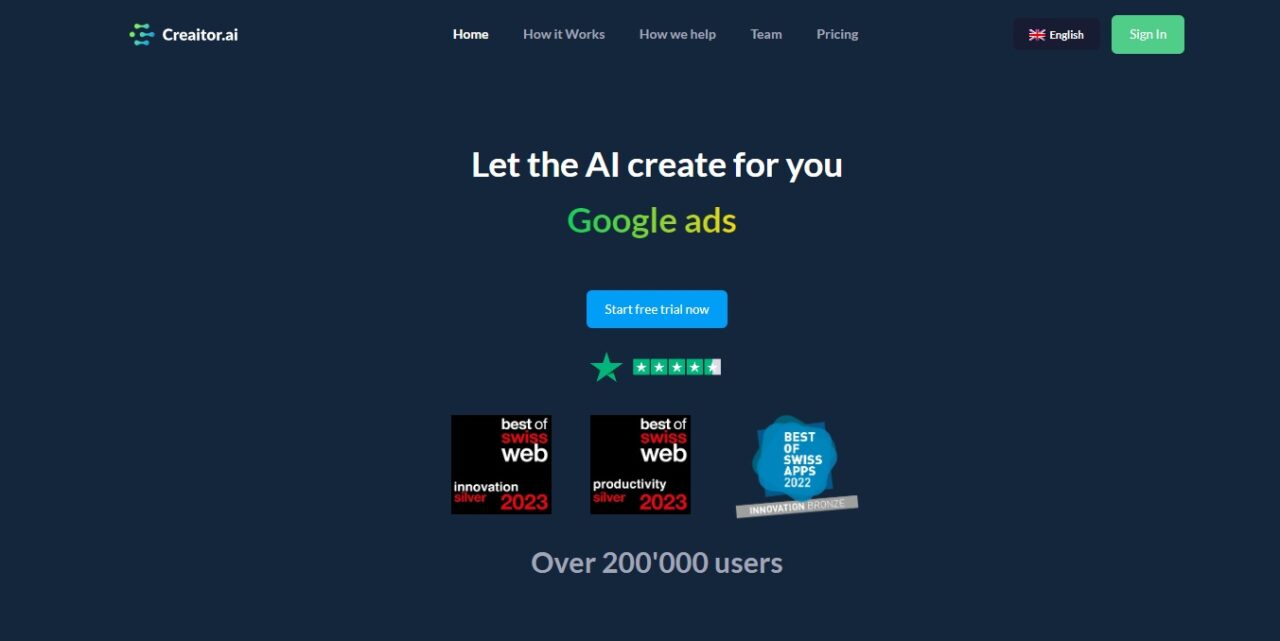 Creaitor-AI-homepage