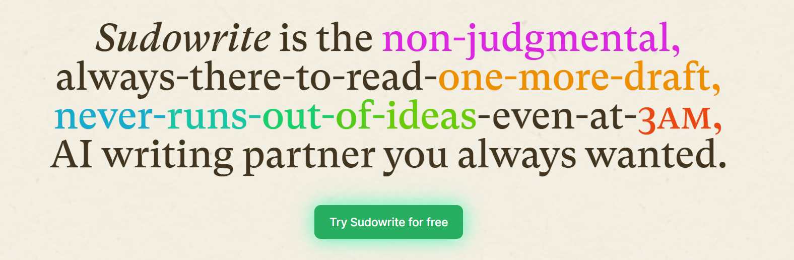  sudowrite-homepage sudowrite-homepage è la pagina principale di Sudowrite. 