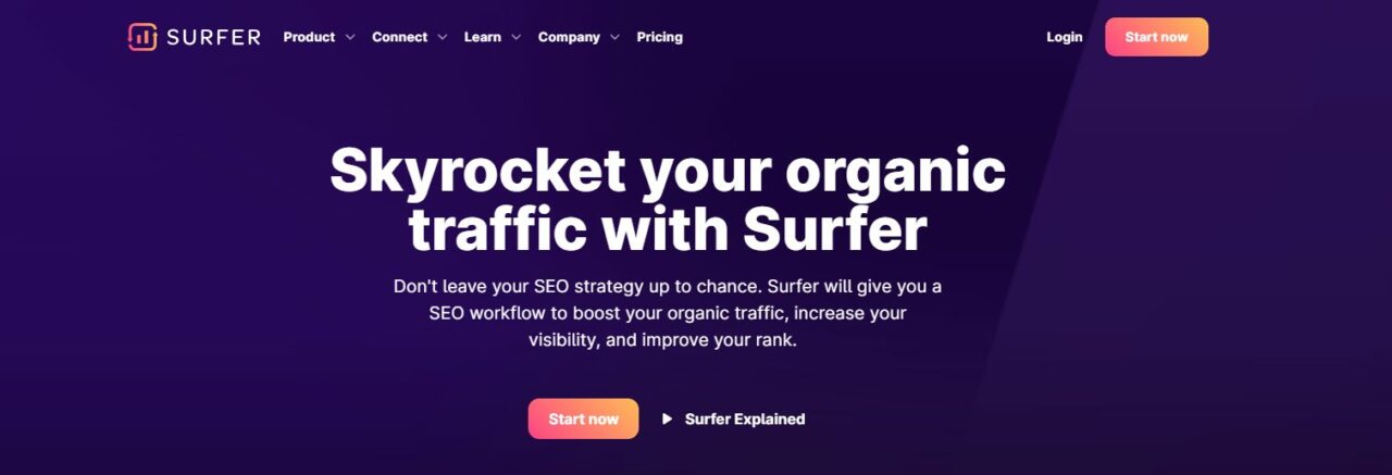  Homepage di Surfer-SEO 
