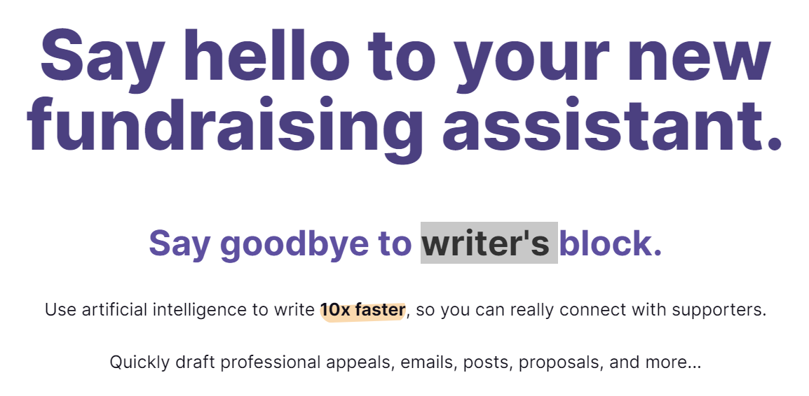 AI-powered-tool-simplifying-fundraising-proposal-creation,-eliminating-writer's-block. 