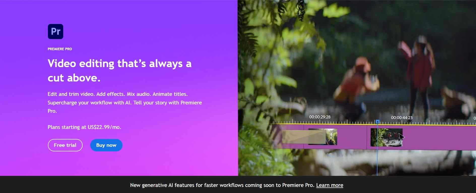  Adobe Premiere Pro è il miglior strumento video AI per la sincronizzazione di video e audio. 