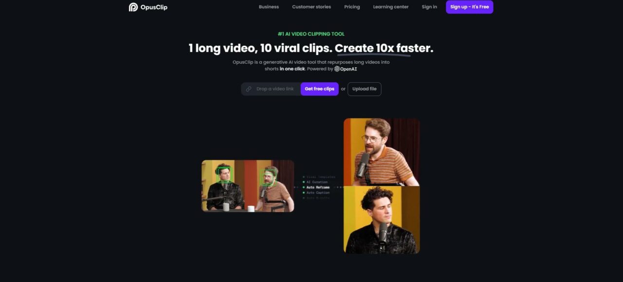 Opus Clip - best for easily converting into viral short videos with just one click.