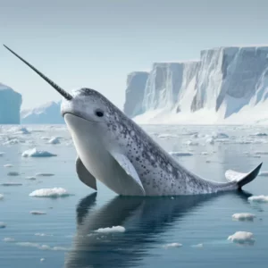  Ein Bild eines Narwals in arktischen Gewässern, das aufgrund begrenzter Daten über Narwale ungenau einem Delfin ähnelt. 