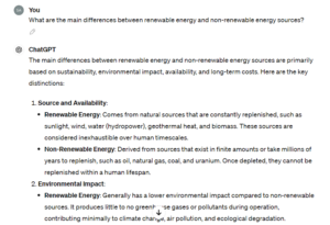 The-prompt-main-differences -between-renewable-energy-and-non-renewable-energy-sources-to-check-the-factual-accuracy-of-ChatGPT 