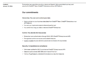  Ecco l'aggiornata privacy aziendale di OpenAI: i dati memorizzati da ChatGPT sono protetti! 