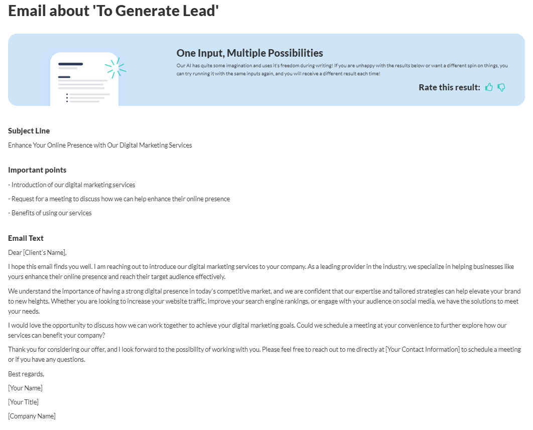 Lead-generating-Email-created-by-AI-Writer. 