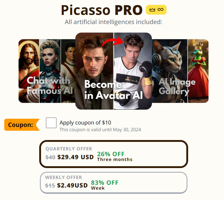 Ai-picasso-AI-Generator-Tool-Pricing-page