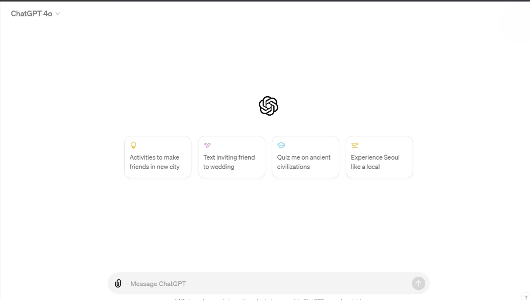  interface de la page d'accueil de ChatGPT pour la relecture 