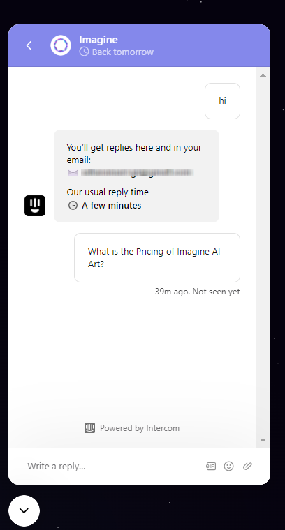  Kontaktiere den Kundensupport von Imagine AI Art. 