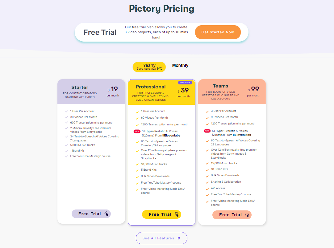 Pictory-Pricing