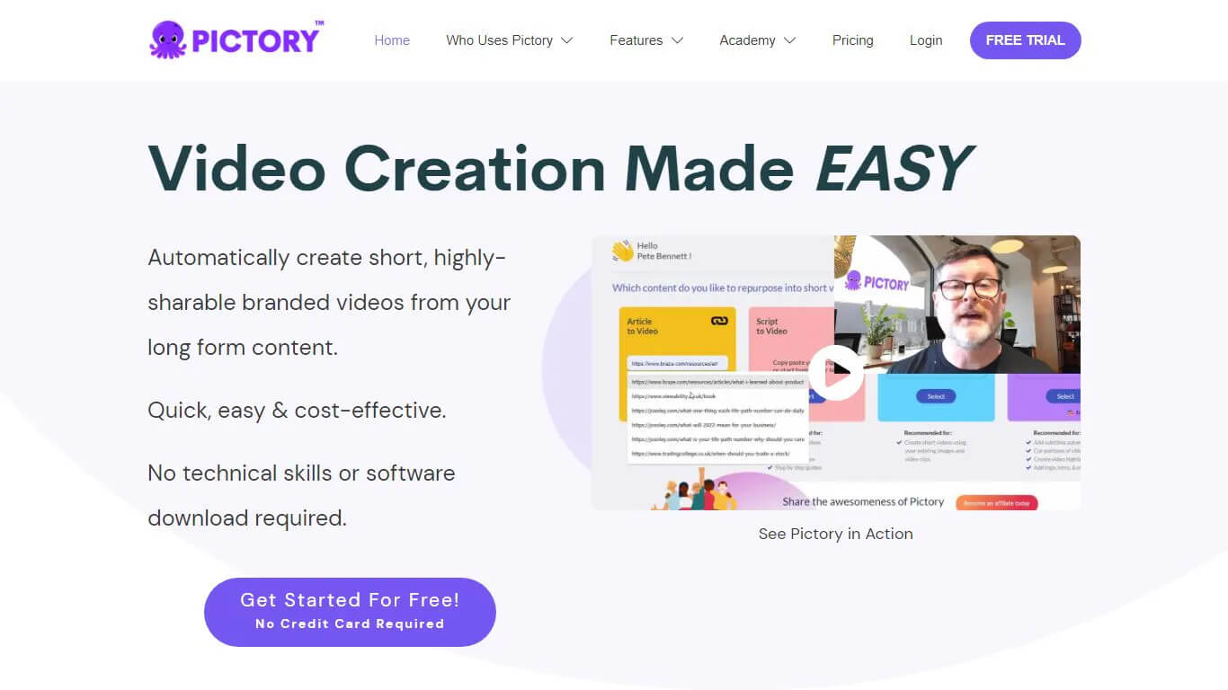 Pictory ist eine Online-Plattform, die es Nutzern ermöglicht, ihre persönlichen Geschichten und Erinnerungen in Form von Fotos und kurzen Texten zu teilen. Die Plattform wurde entwickelt, um Menschen auf der ganzen Welt zu verbinden und ihnen die Möglichkeit zu geben, ihre einzigartigen Perspektiven und Erlebnisse zu teilen. Pictory ist ein Ort, an dem jeder seine Geschichte erzählen und Teil einer global 