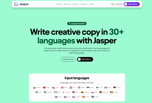 Jasper-AI-supports-over-30+-languages-enabling-high-quality-content-for-diverse-linguistic-markets.
