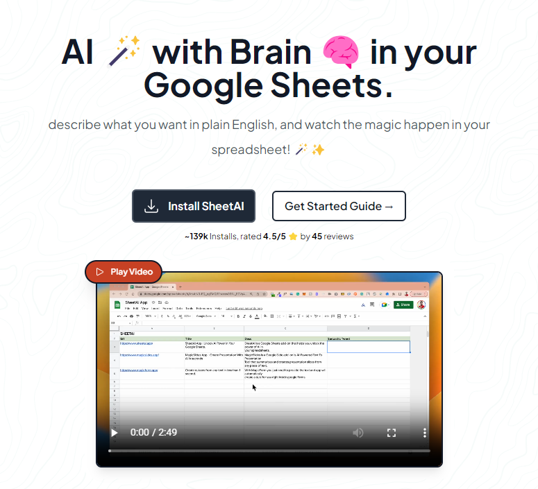 Débloquez la puissance de l'IA dans Google Sheets avec SheetAI 