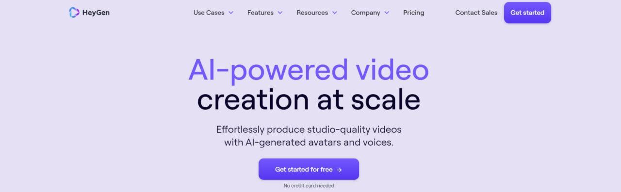  homepage di una piattaforma di creazione di video in-  