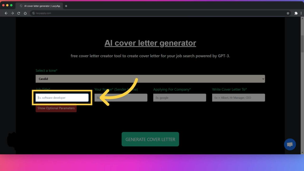 How-Use-AI-Tools-Write-Cover-Letter-input details-parameters