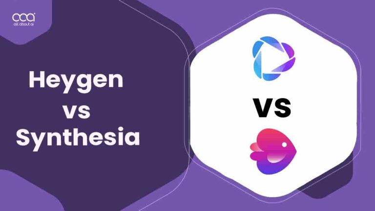 a purple and white background with the words heygen vs syntheticsia for users in USA