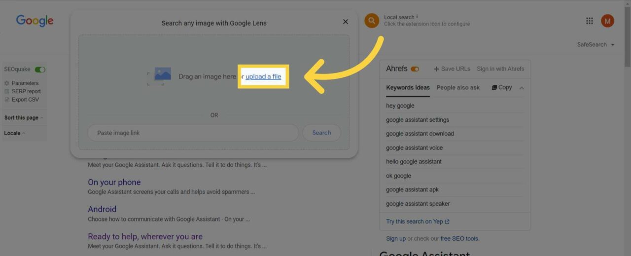  Come chiedere una domanda all'IA di Google Assistant - Passaggio 2: Carica l'immagine 
