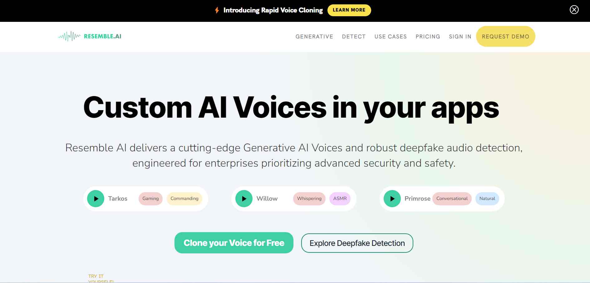  Plataforma para treinar um modelo de voz de IA - resemble.ai 