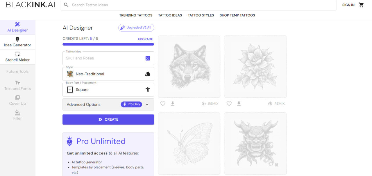 BlackInk-AI-a-tool-that-uses-artificial-intelligence-to-create-custom-tattoo-designs-in-seconds. 