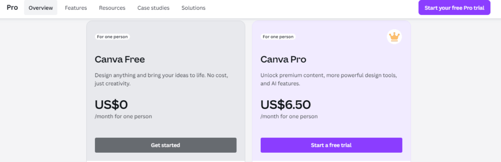 Canva-AI-Best-for-Customizable-Templates-pricing