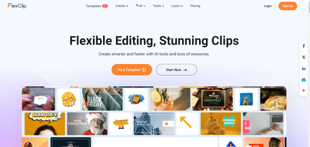  FlexClip - Melhor para Slideshows e Apresentações de Vídeo 