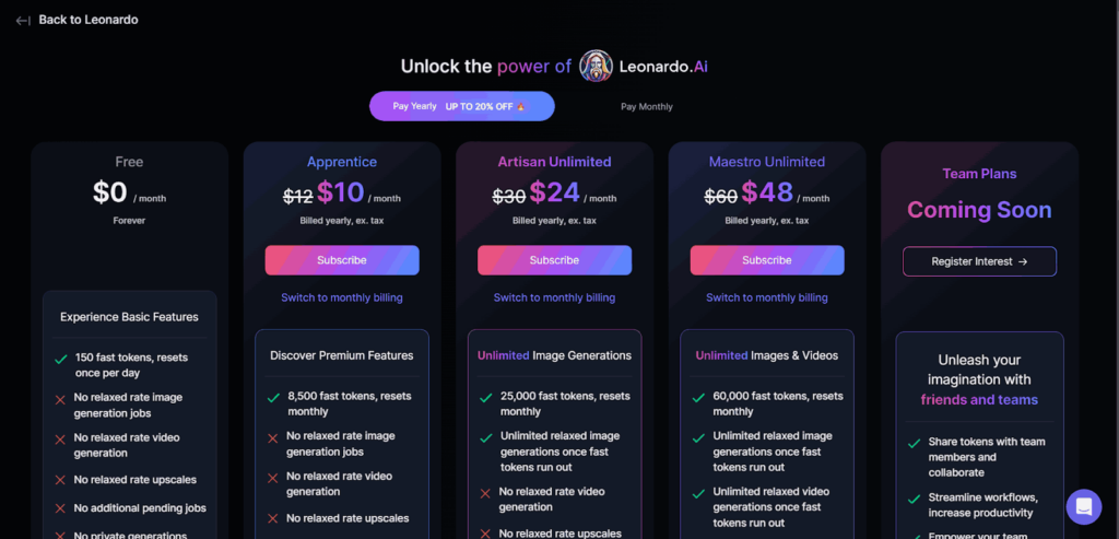 Leonardo-AI -pricing