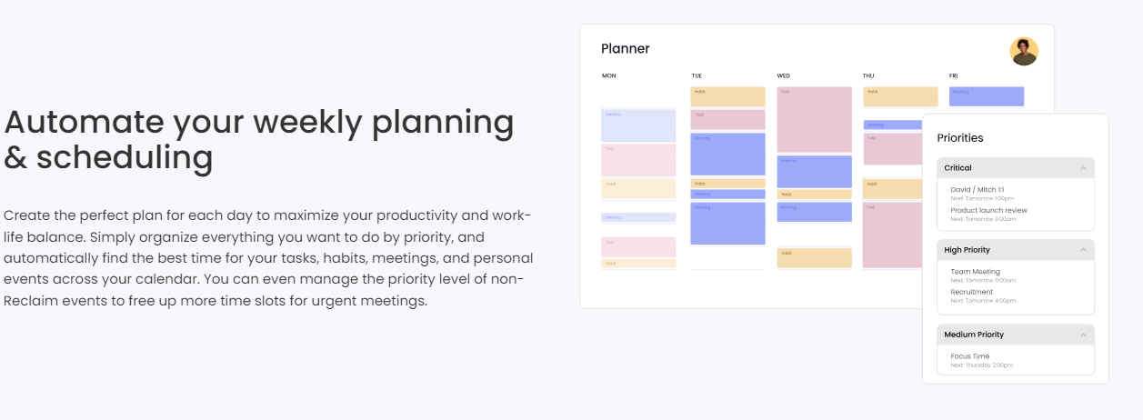  Recupere a visualização do planejador de IA com uma visão abrangente de tarefas, reuniões e hábitos. 