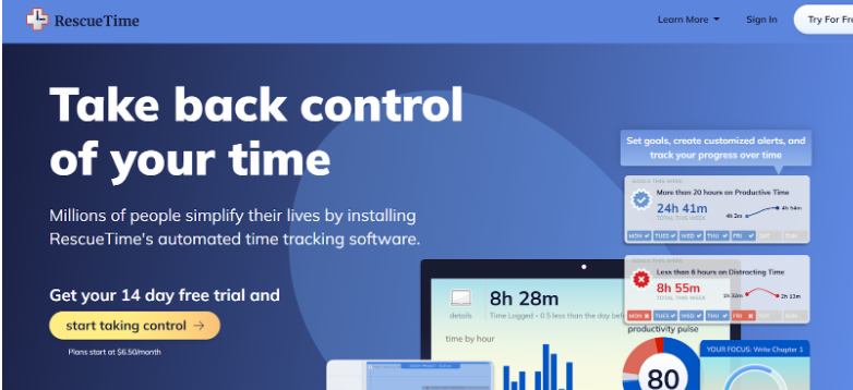 rescuetime-dashboard-showcasing-ai-powered-time-tracking-and-productivity-management-tools