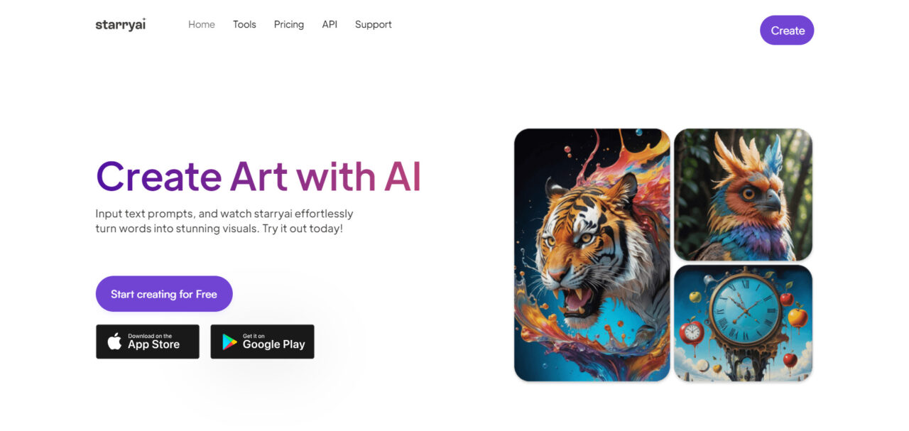  StarryAI é um aplicativo gerador de arte de IA que permite criar imagens impressionantes a partir de prompts de texto com uma ampla variedade de estilos artísticos. 