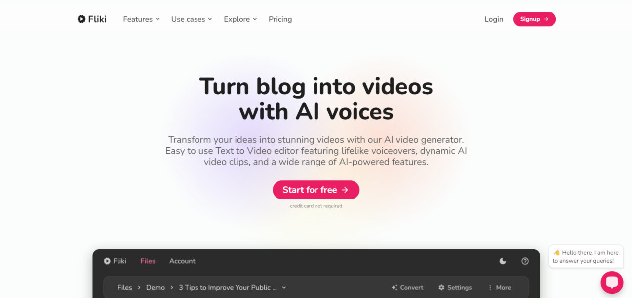  Fliki - Meilleur pour les avatars AI et les voix de haute qualité. 