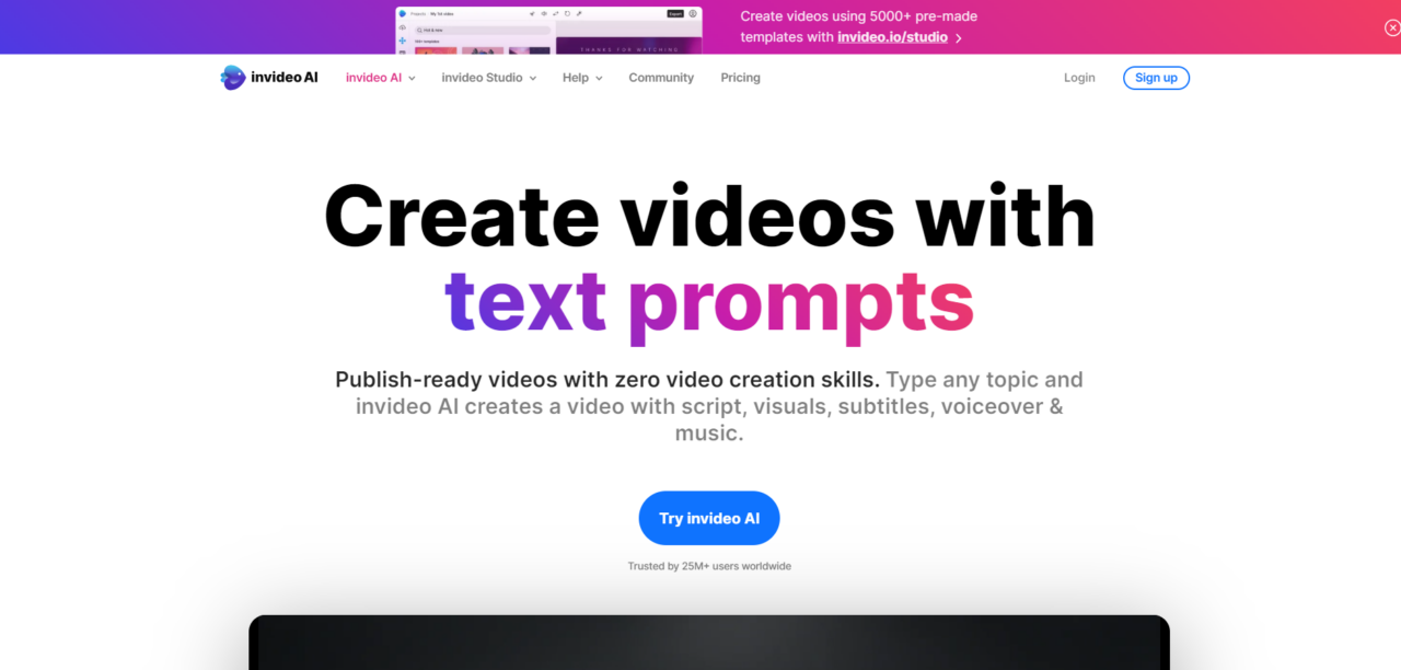  InVideo-Migliore-per-trasformare-il-testo-in-video coinvolgenti 