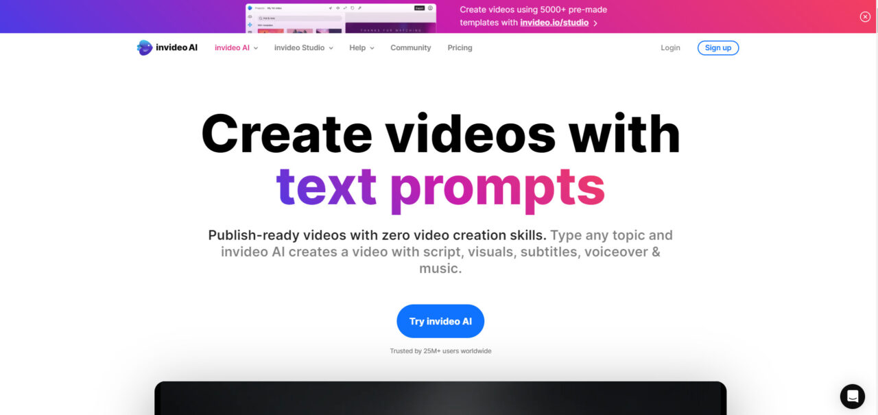  InVideo è uno strumento AI che offre modelli di editing video, script alimentati da AI e un'interfaccia facile da usare. 