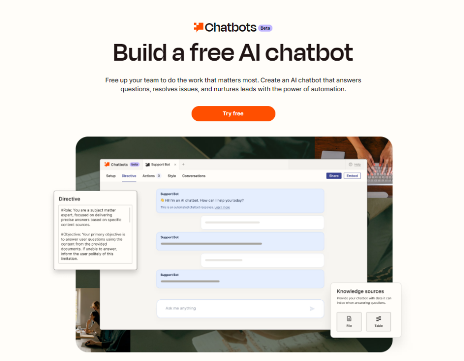  chatbot alimentati da intelligenza artificiale di Zapier - gestione delle richieste dei clienti 
