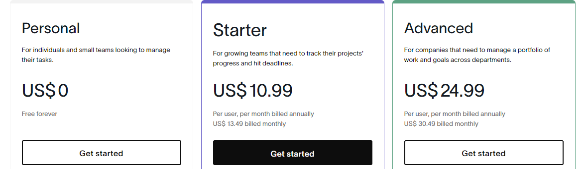 asana-pricing-plans-personal-free-starter-$10.99/month-advanced-$24.99/month-for-various-team-sizes-and-project-management-needs-get-started-today