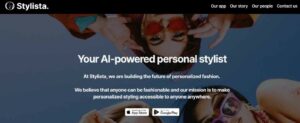 Stylista-Homepage mit KI-gestütztem persönlichen Stylisten-Service