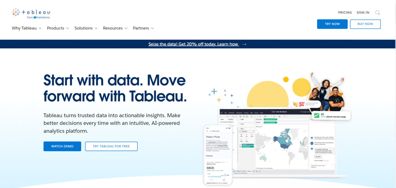  Tableau ist ein Visualisierungstool, das durch interaktive Dashboards die Datenanalyse verbessert. 